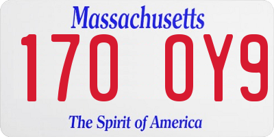 MA license plate 170OY9