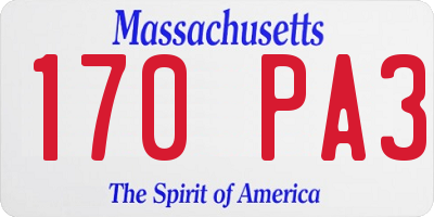 MA license plate 170PA3