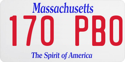 MA license plate 170PB0