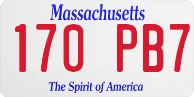 MA license plate 170PB7