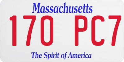 MA license plate 170PC7