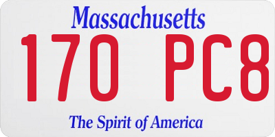 MA license plate 170PC8