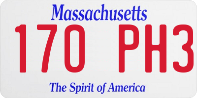 MA license plate 170PH3