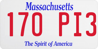 MA license plate 170PI3