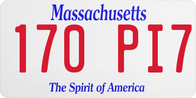 MA license plate 170PI7