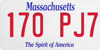 MA license plate 170PJ7