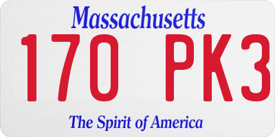 MA license plate 170PK3