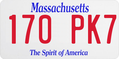 MA license plate 170PK7
