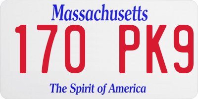 MA license plate 170PK9