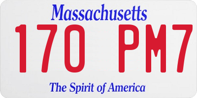 MA license plate 170PM7