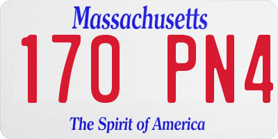 MA license plate 170PN4