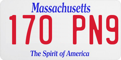 MA license plate 170PN9