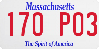 MA license plate 170PO3