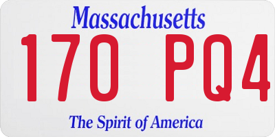 MA license plate 170PQ4