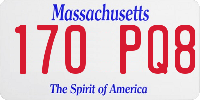 MA license plate 170PQ8