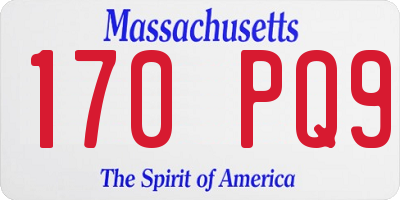 MA license plate 170PQ9