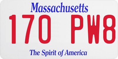 MA license plate 170PW8
