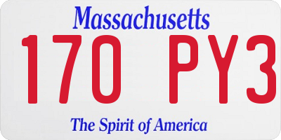 MA license plate 170PY3