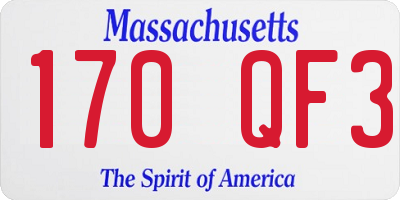 MA license plate 170QF3
