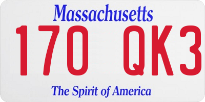 MA license plate 170QK3