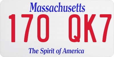 MA license plate 170QK7