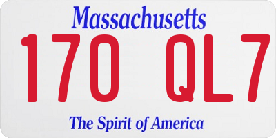 MA license plate 170QL7