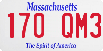 MA license plate 170QM3
