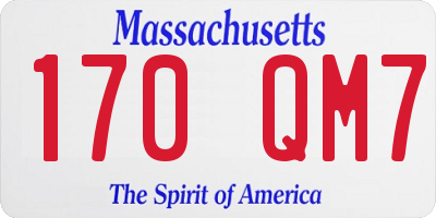 MA license plate 170QM7
