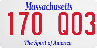MA license plate 170QO3