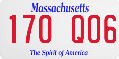 MA license plate 170QO6