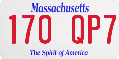 MA license plate 170QP7