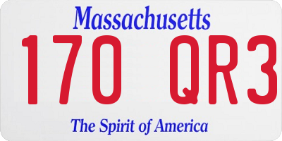 MA license plate 170QR3