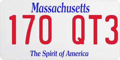 MA license plate 170QT3