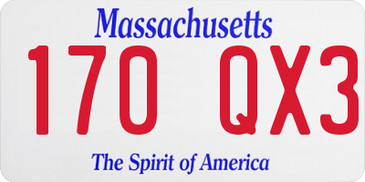 MA license plate 170QX3