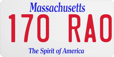 MA license plate 170RA0