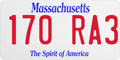 MA license plate 170RA3