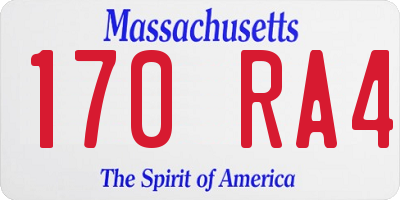 MA license plate 170RA4