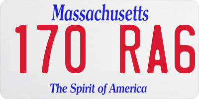 MA license plate 170RA6