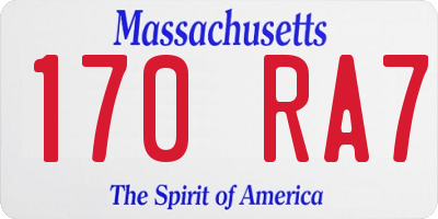 MA license plate 170RA7