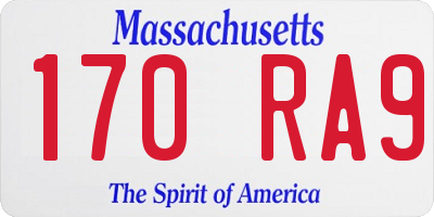 MA license plate 170RA9