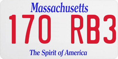 MA license plate 170RB3