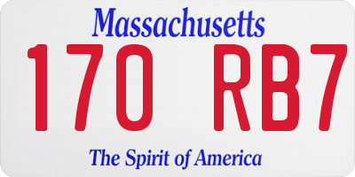 MA license plate 170RB7