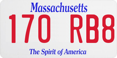MA license plate 170RB8