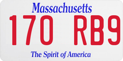 MA license plate 170RB9