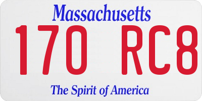 MA license plate 170RC8