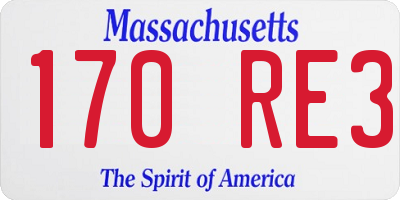 MA license plate 170RE3