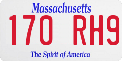 MA license plate 170RH9