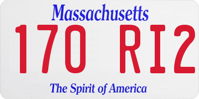MA license plate 170RI2