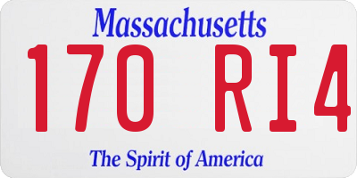 MA license plate 170RI4