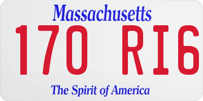 MA license plate 170RI6